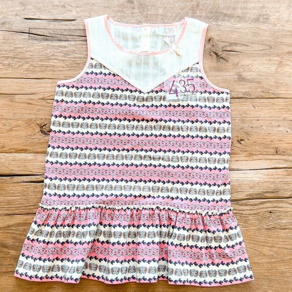 NWT! Matilda Jane 435 Pink Stripe Peplum Open Back Tank, Size 12 - Picture 1 of 4